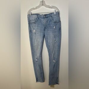 All Saints Silver Button Light Blue Denim